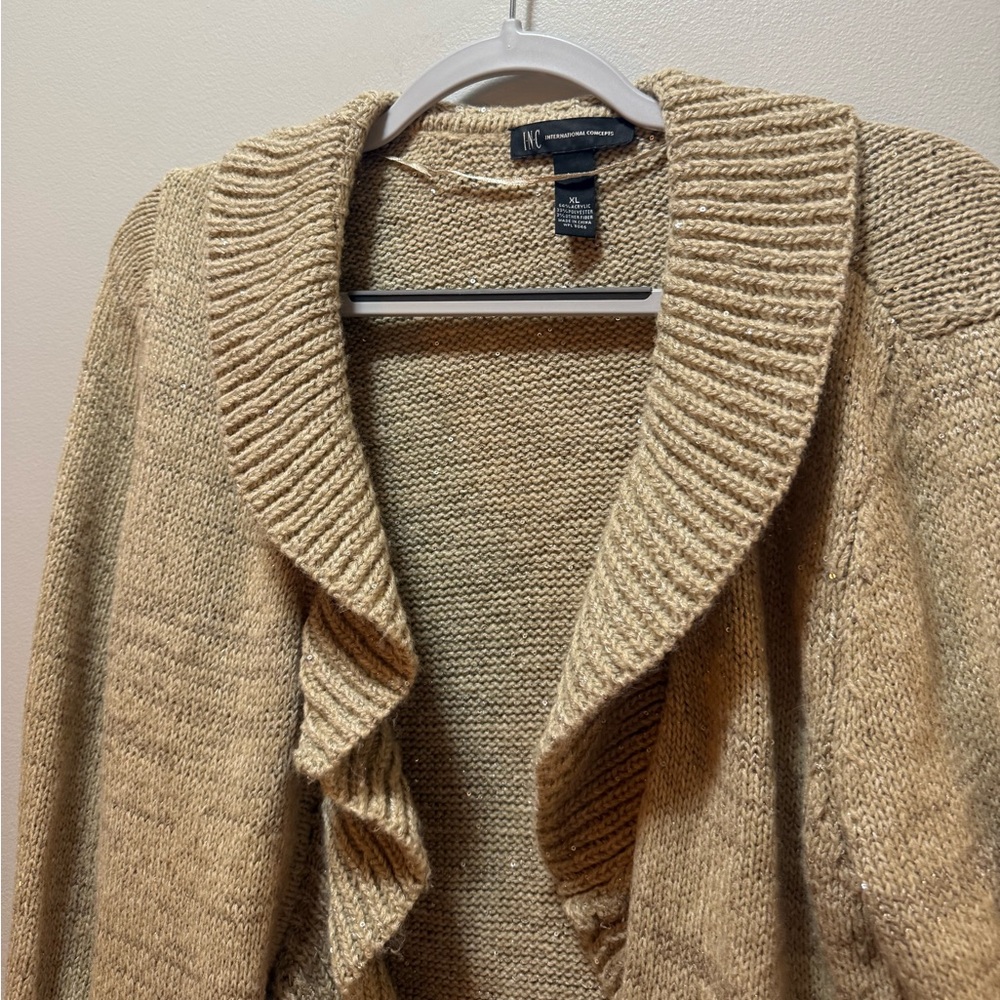 Sparkly Gold/Tan INC Cardigan - Picture 4 of 7